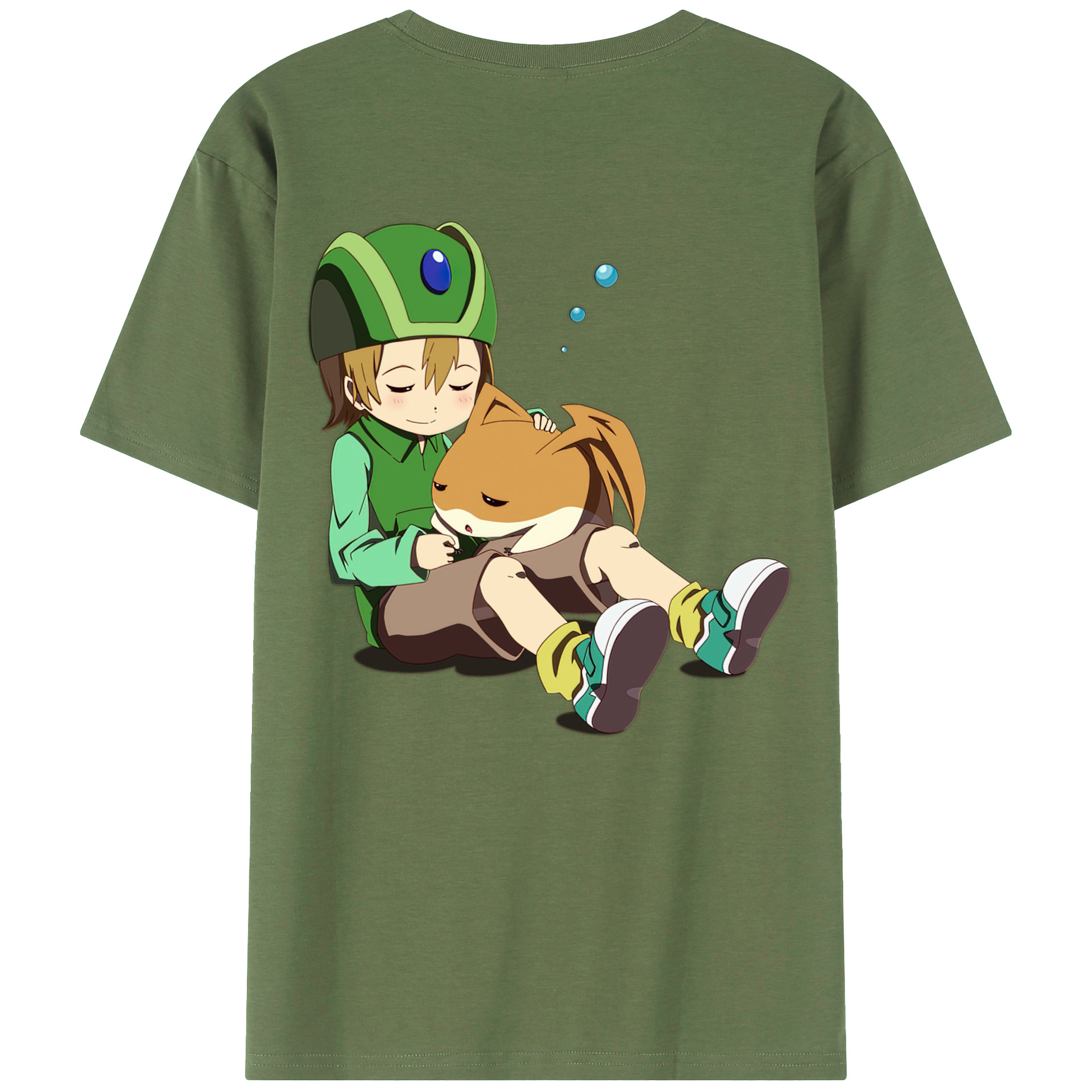 （画像用） Digimon デジタルモンスター/デジモン 綿100％ メンズ半袖Tシャツ（バックプリント） 通気性